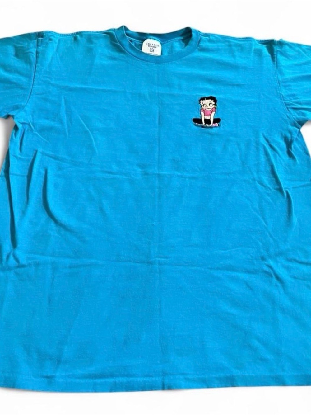 Vintage 90s Betty Boop Embroidered Blue Shirt Size L